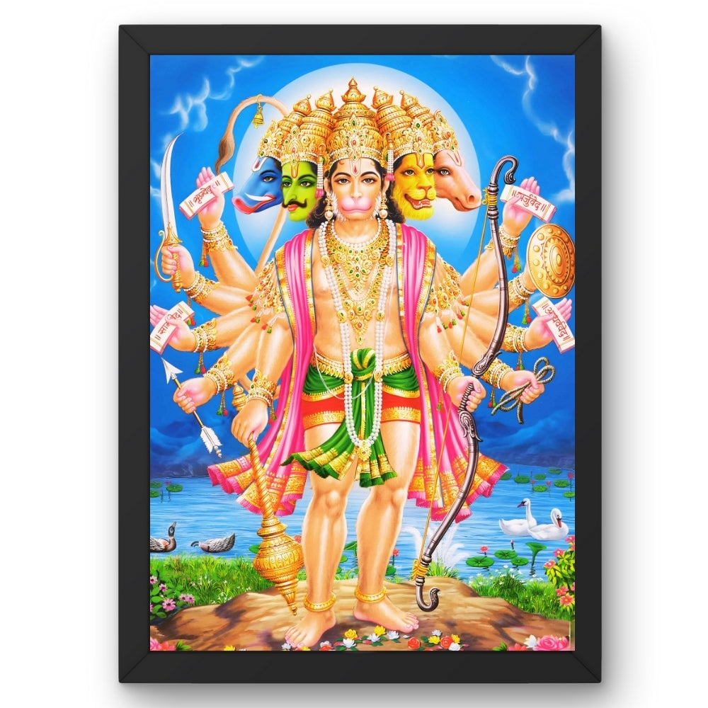 Lord Panchamukhi Hanuman wall art- Panchamukhi hanuman god frame