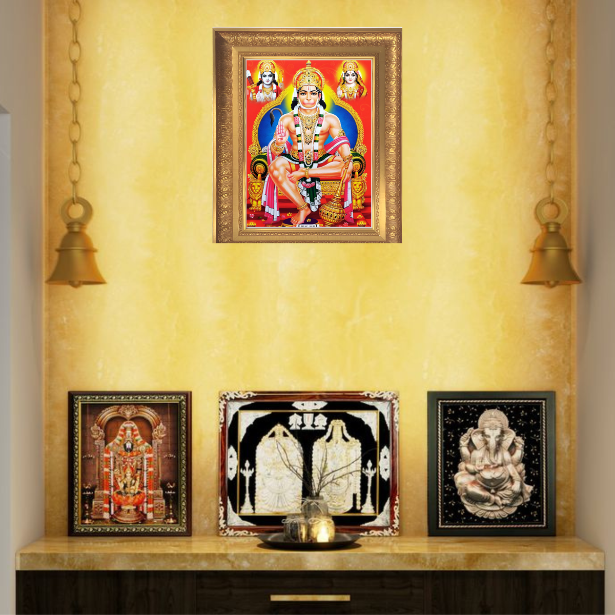 Premium Lord Hanuman Wall Art – Devotional Sri Rama Bhakta Hanuman Hindu God Photo Frame
