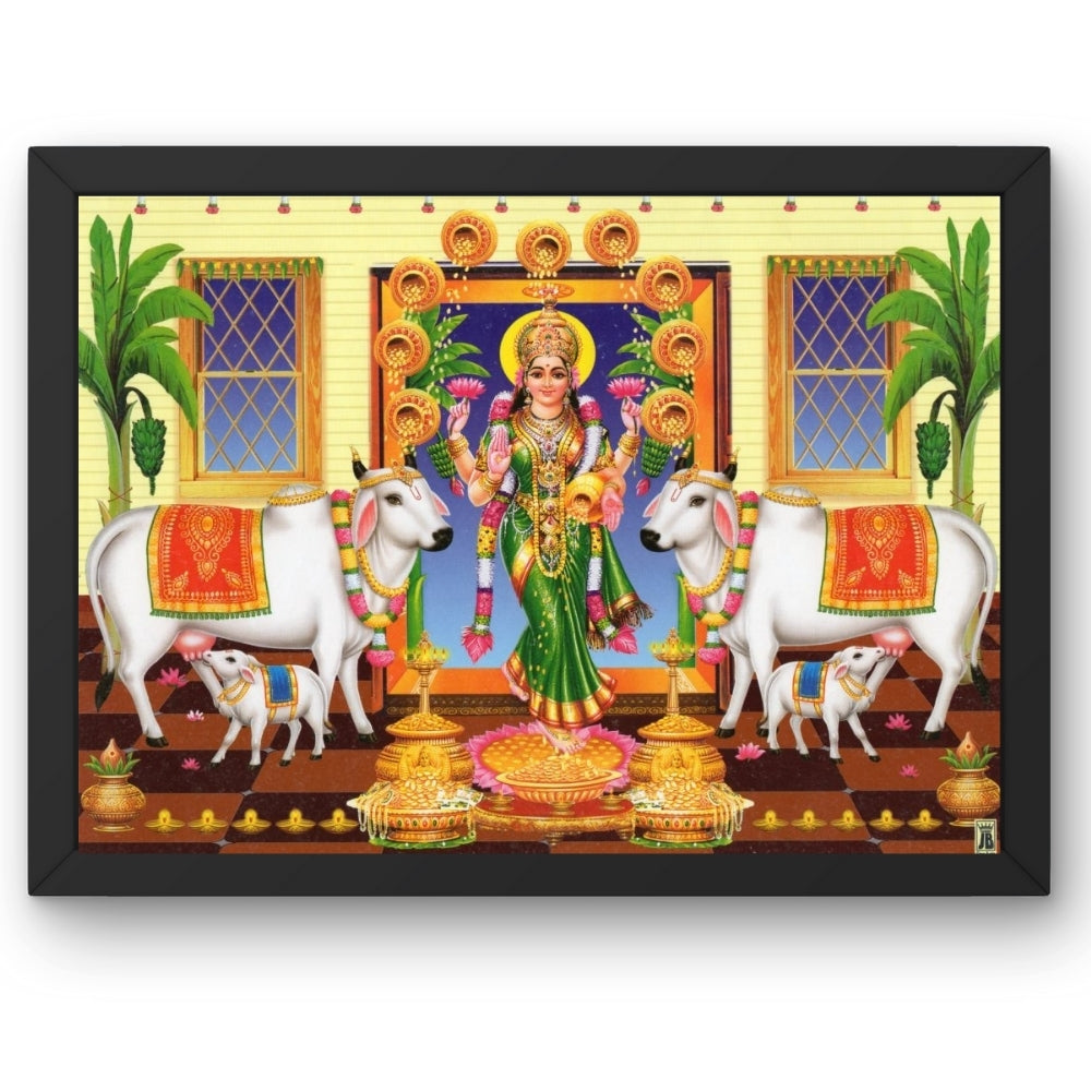 Goddess Laxmi with cow wall art- Maa Laxmi photo frame