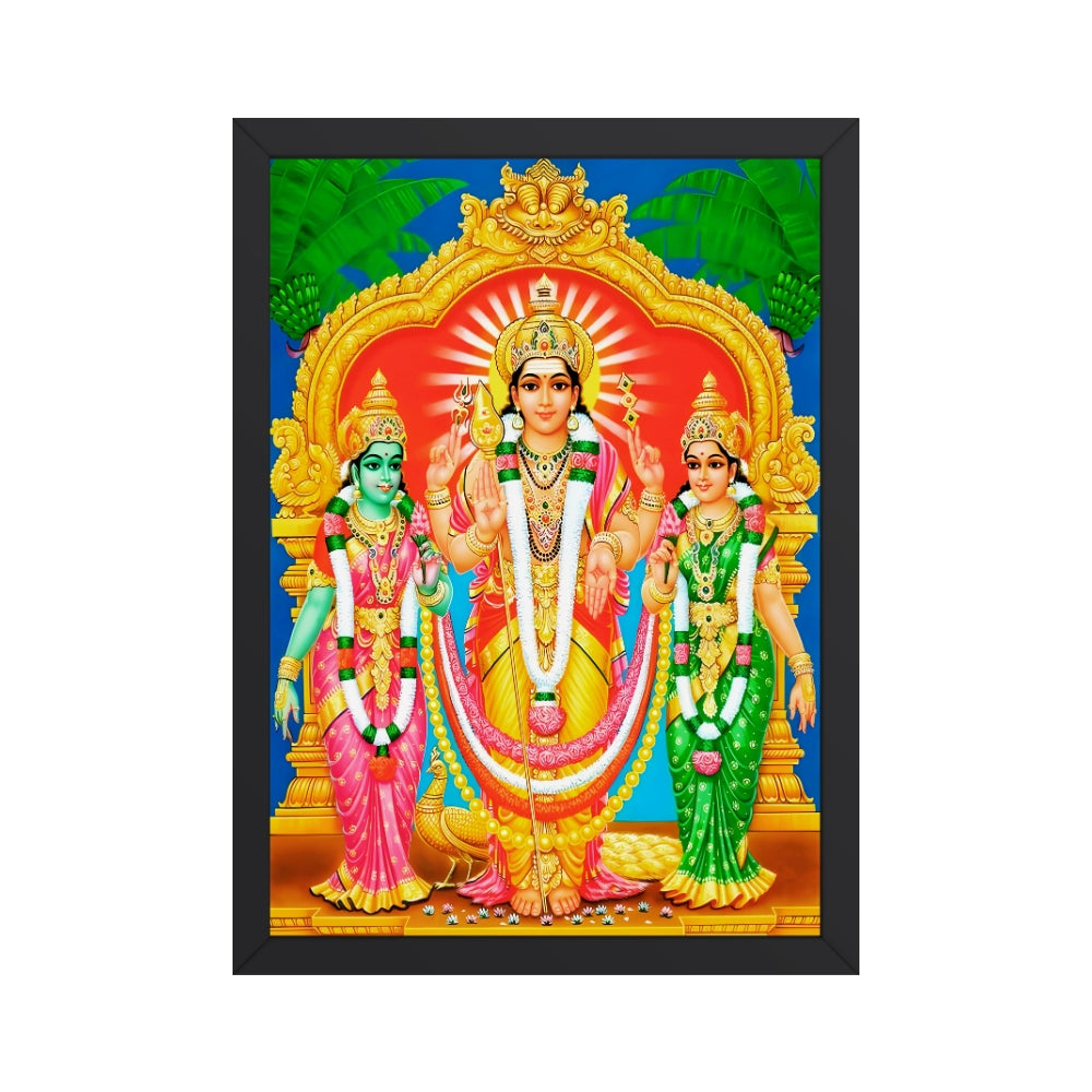 Lord Subramanya swamy wall art- Subramanya swamy with valli and devasena photo frame