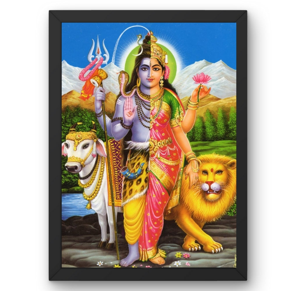 Arthanarishwara wall art- Lord shiva with parwathi god frame