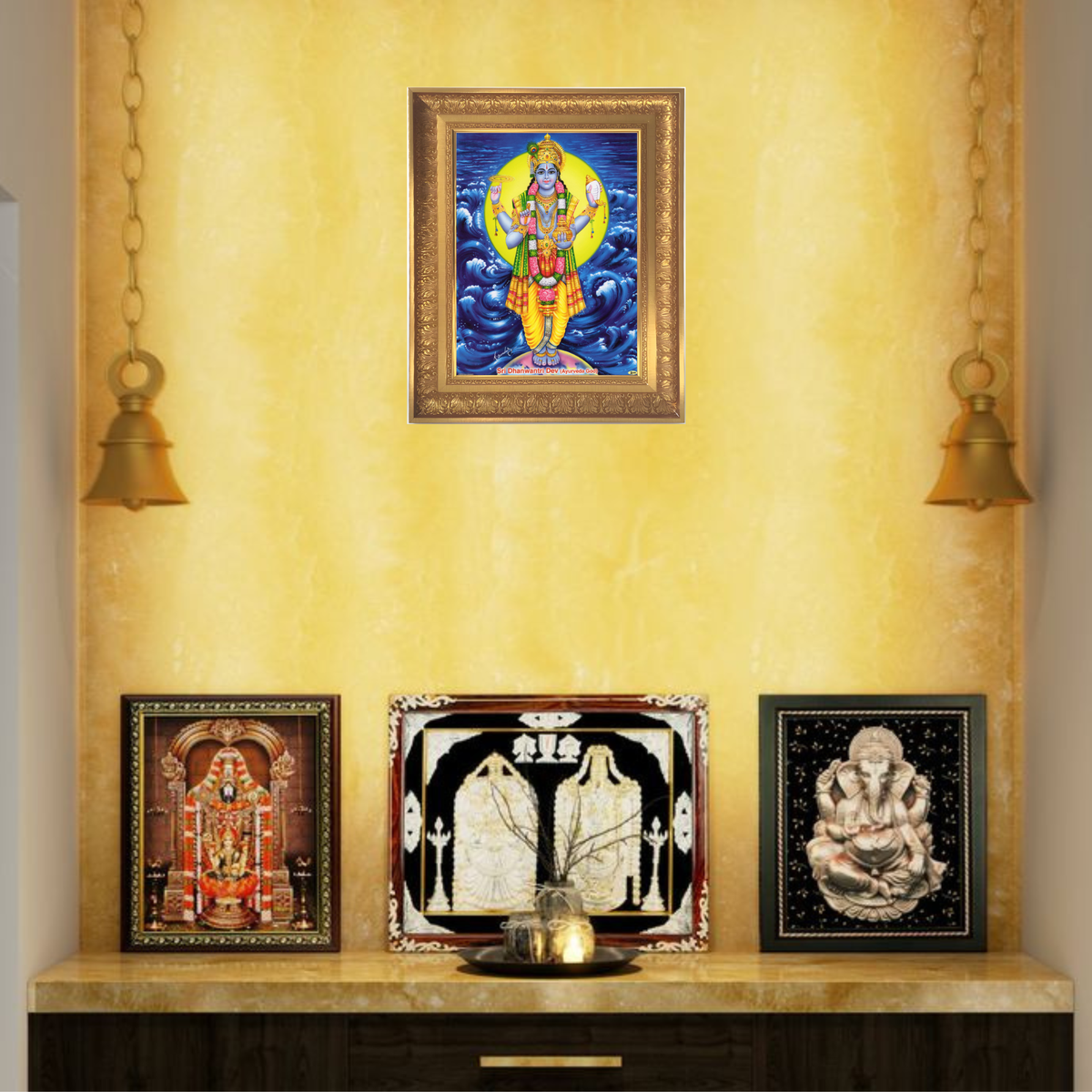 Premium Lord Vishnu Wall Art – Sri Maha Vishnu Hindu God Photo Frame