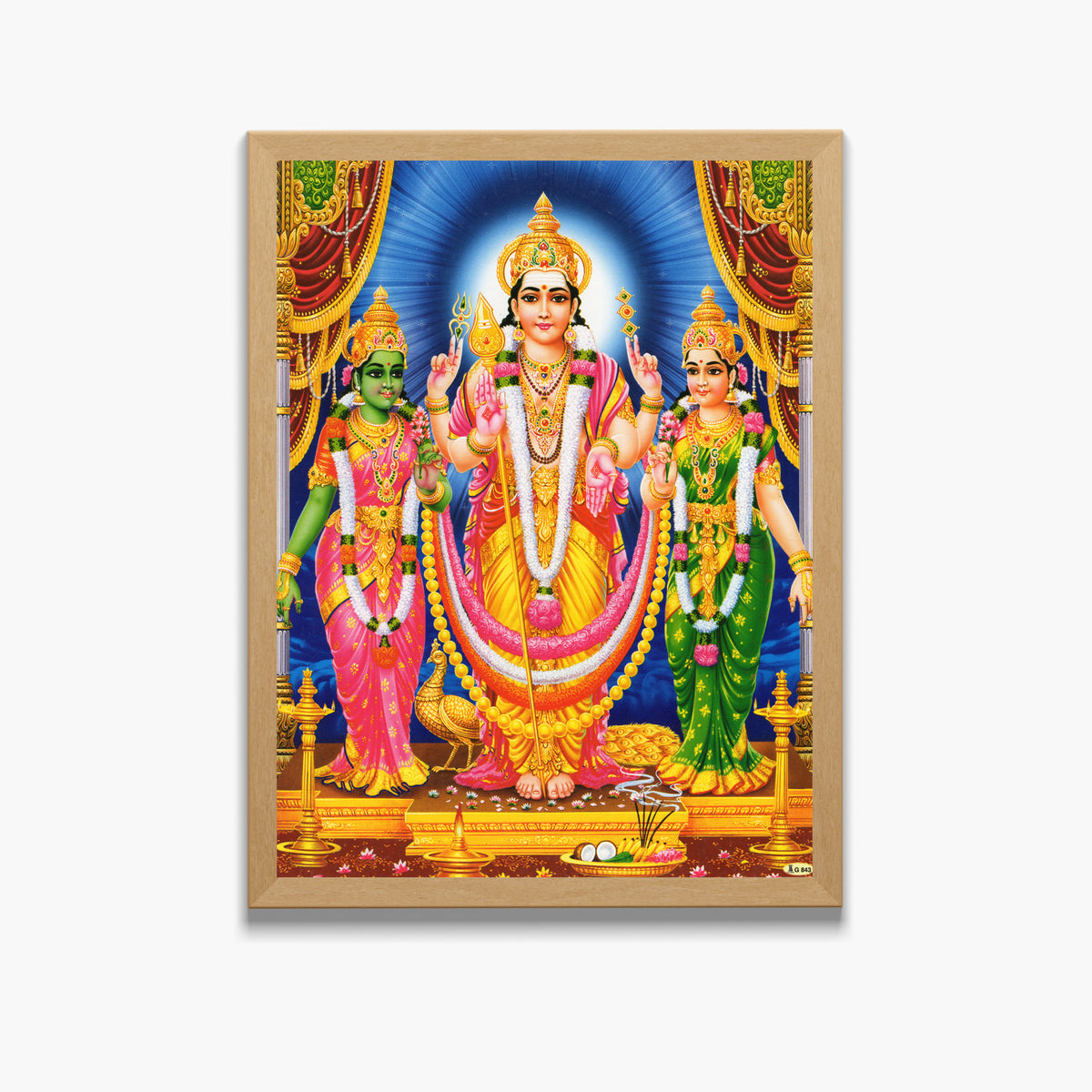 Lord Murugan with Valli and Deva yani wall art-God Murugan photo frame