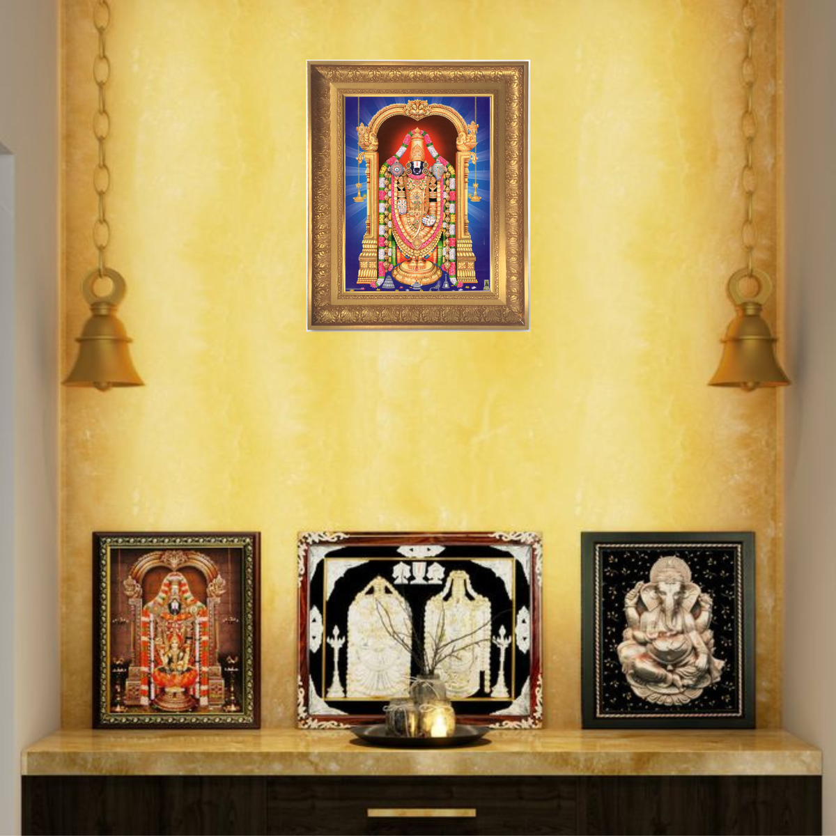 Premium Lord Venkateswara Wall Art – Sri Venkateswara Swamy Tirupati Balaji Hindu God Devotional Photo Frame