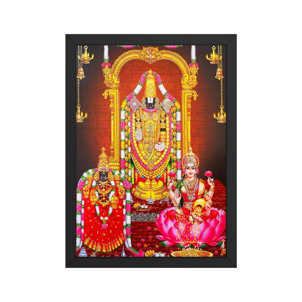 Tirupati Balaji Wall Art – Lord Venkateswara with  Padmavathi& Lakshmi  devi Hindu God Photo Frame