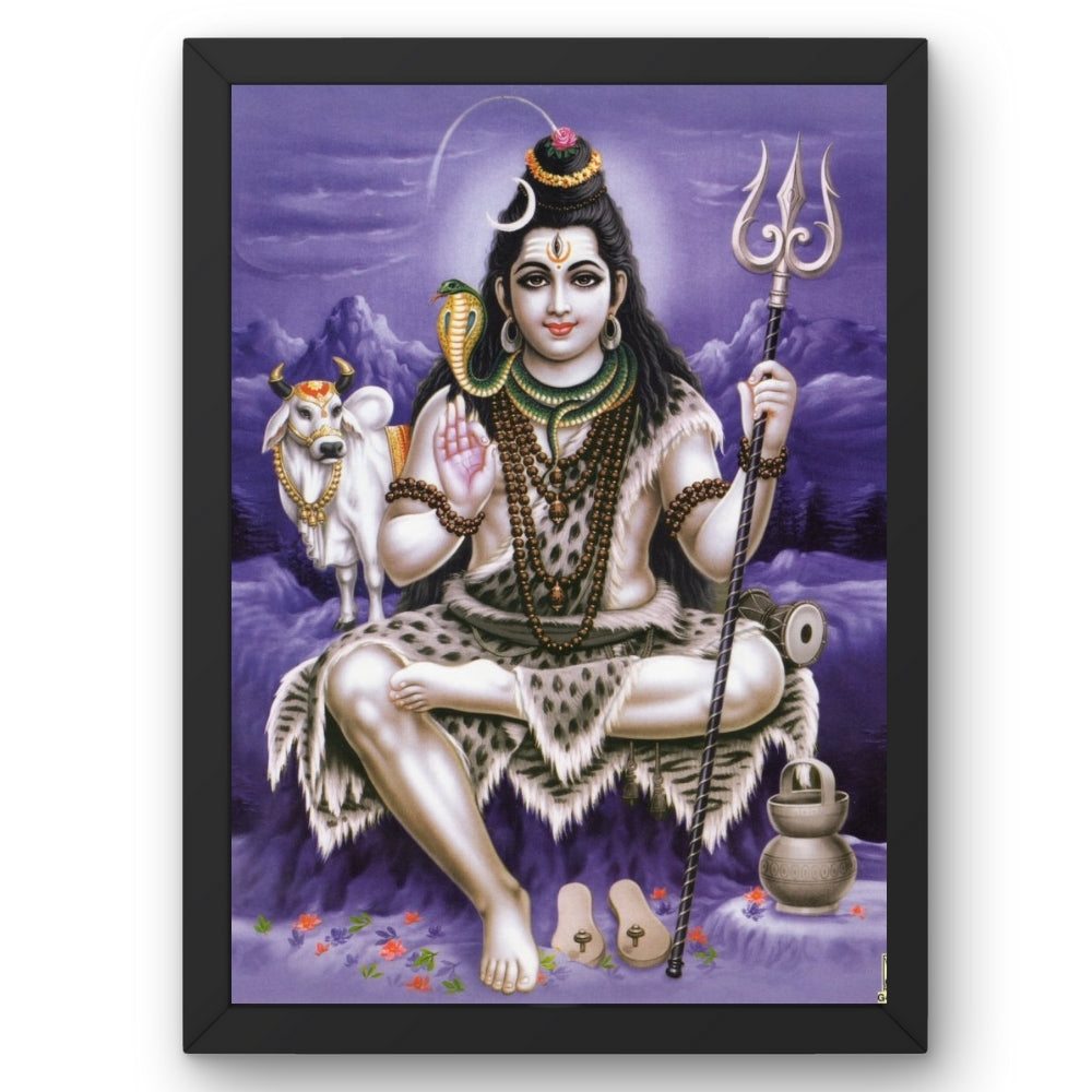 Lord Shiva with cow wall art- God shiva Photo Frame