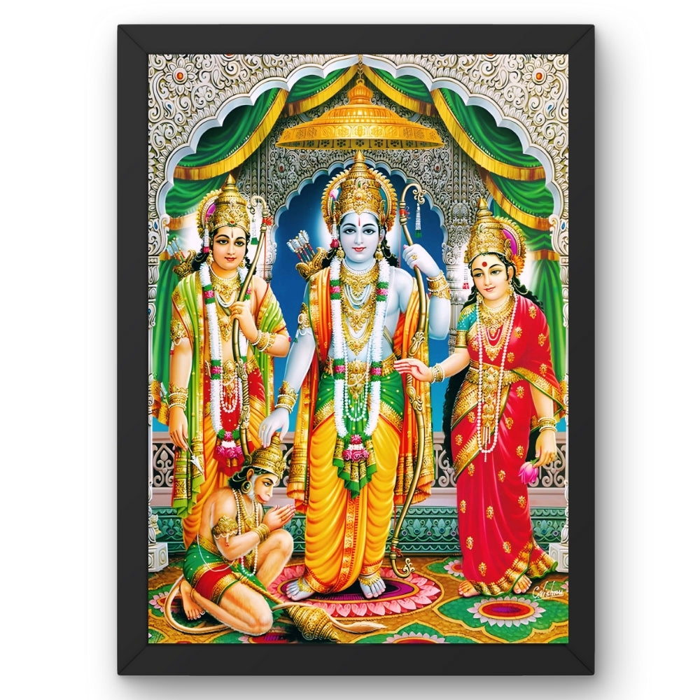 Lord Rama Sita wall art- Rama with sita and laxmana and hanuma God frame