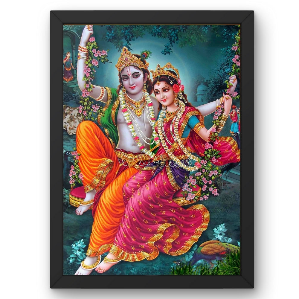 Lord Krishna with Radha Wall Art - Krishna with Radha Hindu God Photo Frama