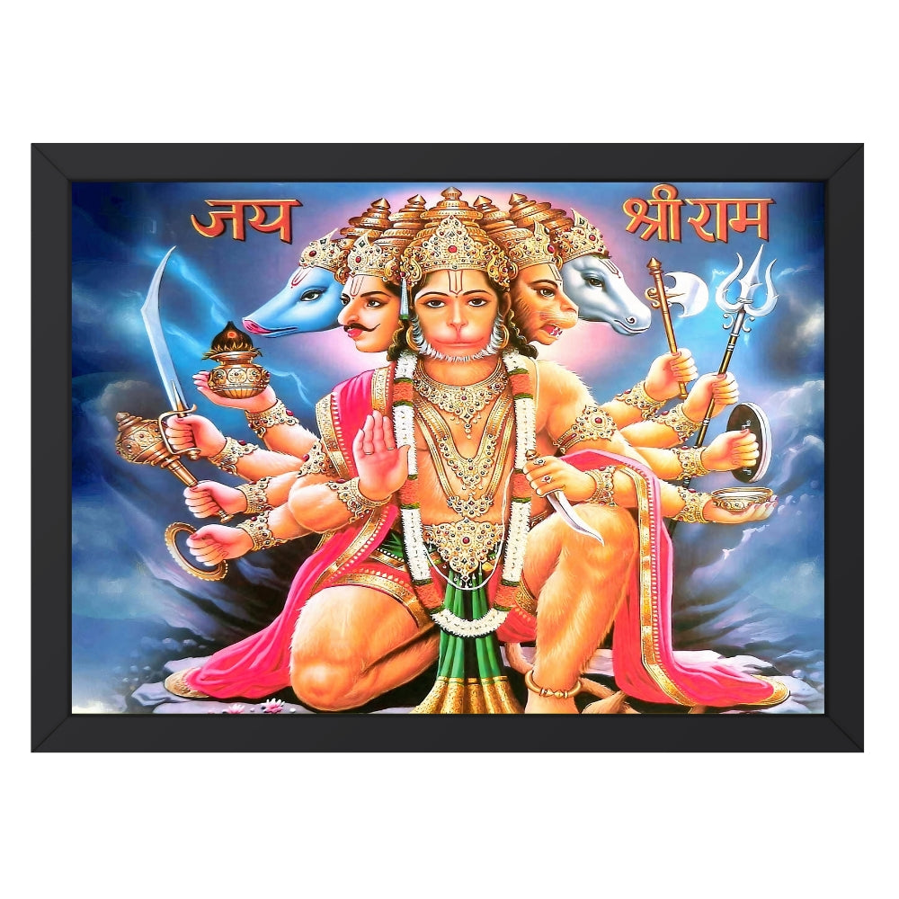 Lord Panchmukhi Hanuman Wall Art - Panchmukhi Hanuman Hindu God Photo Frame