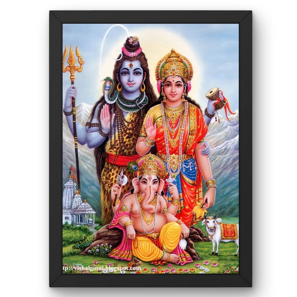 Lord Shiva , Parvathi With Ganesh Wall Art - Shiva , Parvathi With Ganesh Hindu god Photo Frame