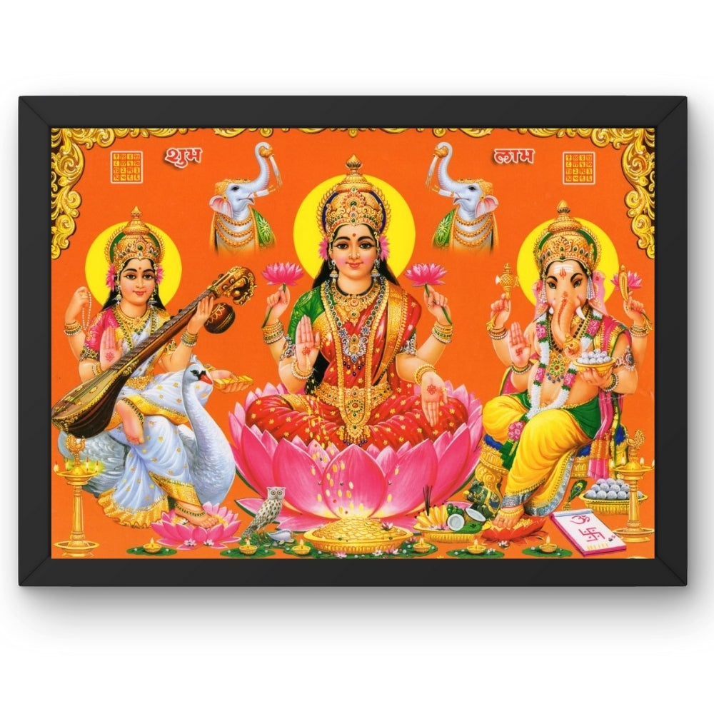 Lord Ganpathi sarswathi laxmi wall art-Goddes Laxmi saraswathi and Gnapathi photo frame