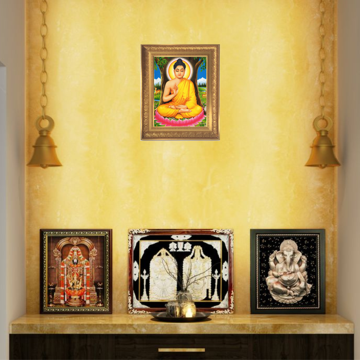 Premium Lord Buddha Wall Art – Gautama Buddha Meditation Buddhist Spiritual Photo Frame