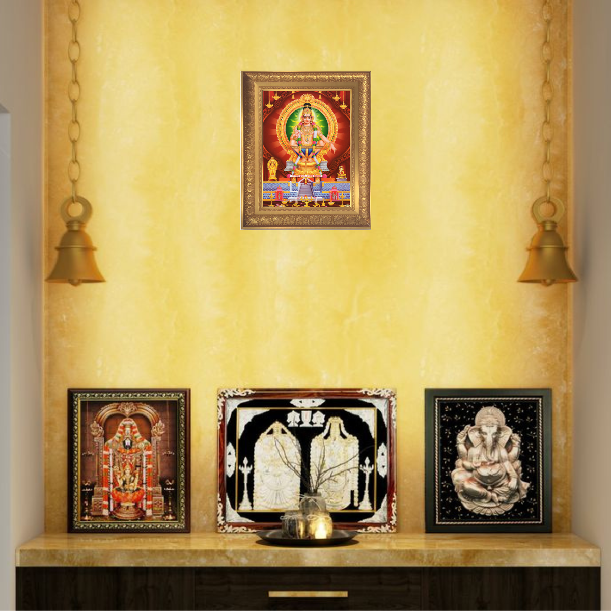Premium Ayyappa Swamy Wall Art – Lord Ayyappa Sabarimala Hindu God Photo Frame