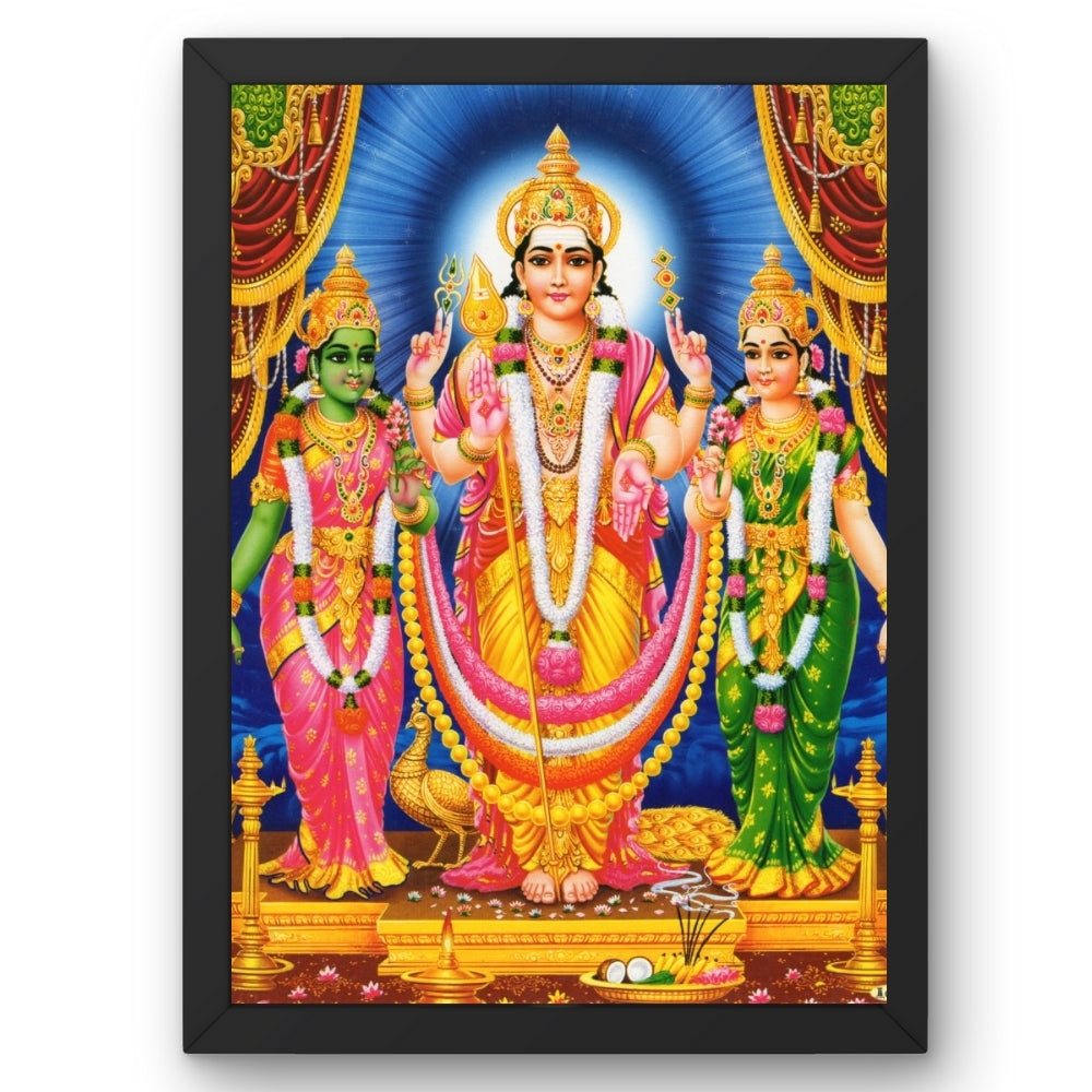 Lord Murugan with Valli and Deva yani wall art-God Murugan photo frame