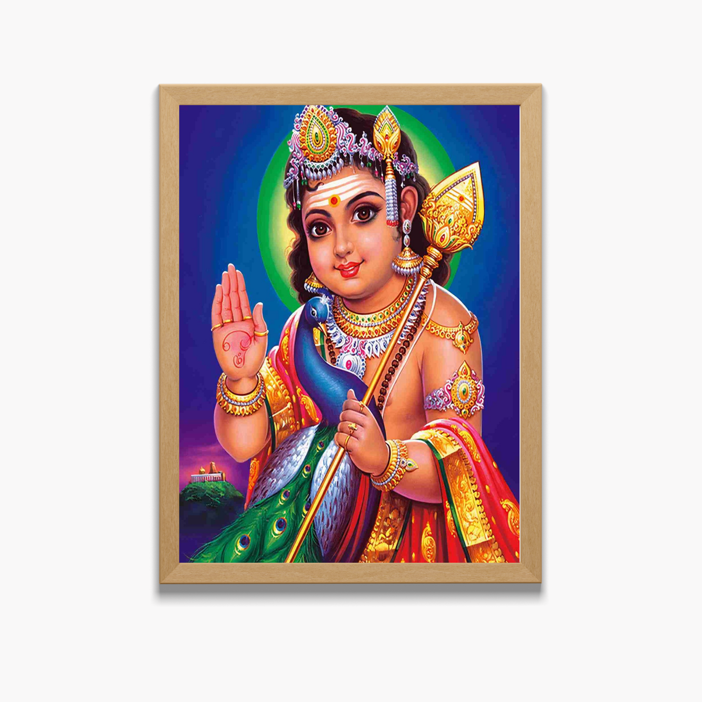 Lord Murugan Wall Art – Bala Murugan with Peacock Hindu God Photo Frame