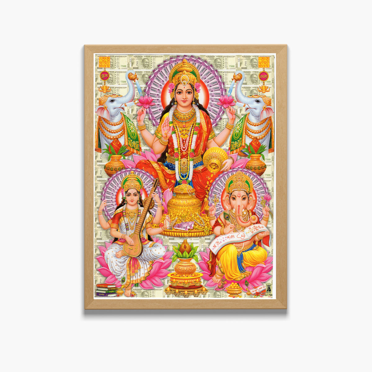 Lakshmi Ganesha Saraswati Wall Art – Hindu Goddess Lakshmi, Lord Ganesha & Goddess Saraswati Photo Frame