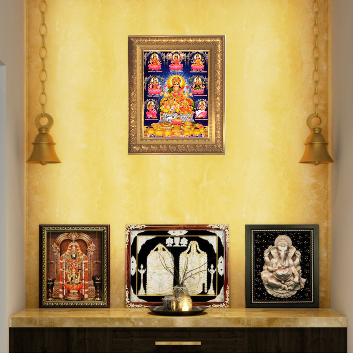 Premium Dhana Lakshmi Wall Art – Ashta Lakshmi Photo Frame | Goddess Lakshmi Hindu Religious Home Décor