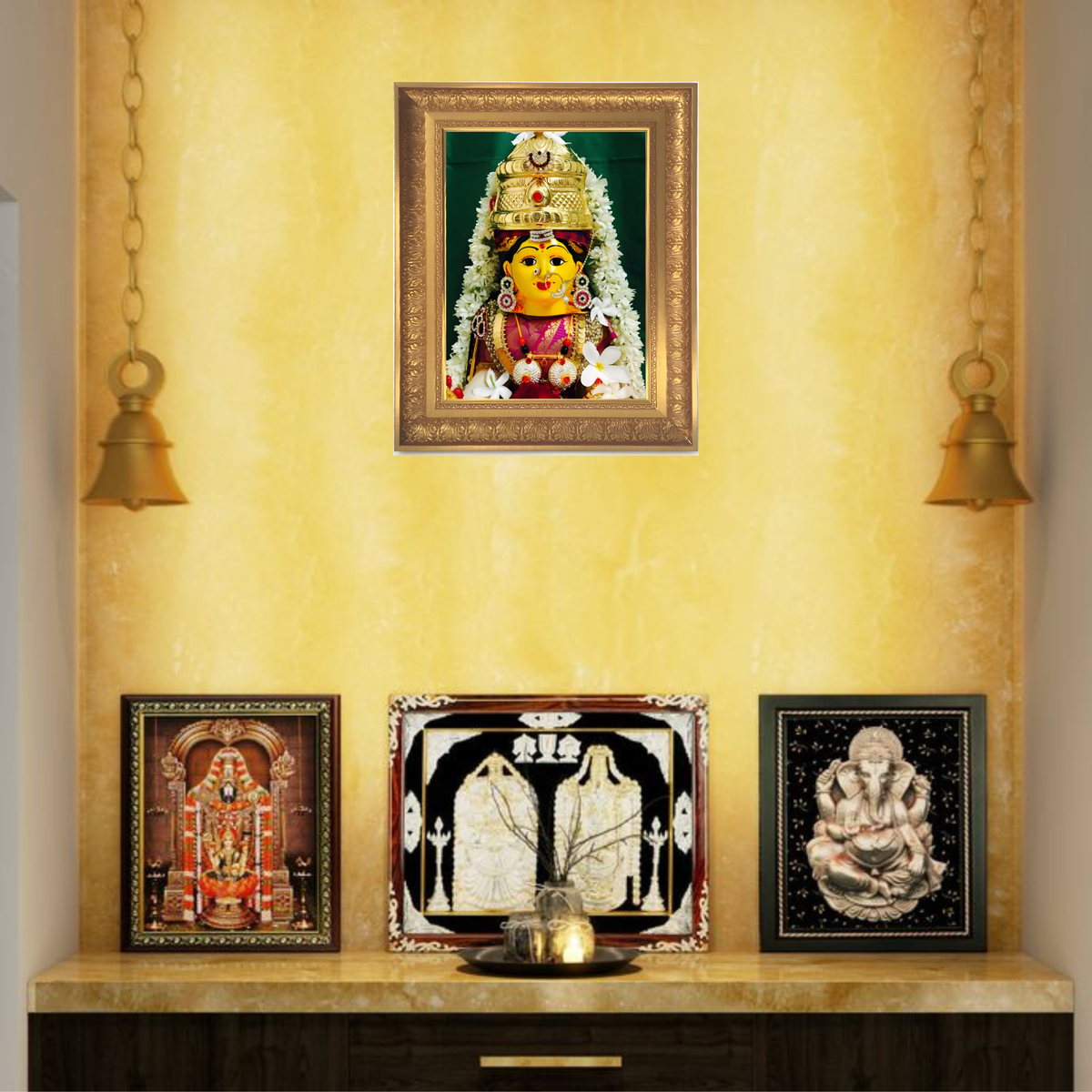 Premium Varalakshmi Devi Wall Art – Goddess Lakshmi Varalakshmi Vratam Hindu Goddess Photo Frame