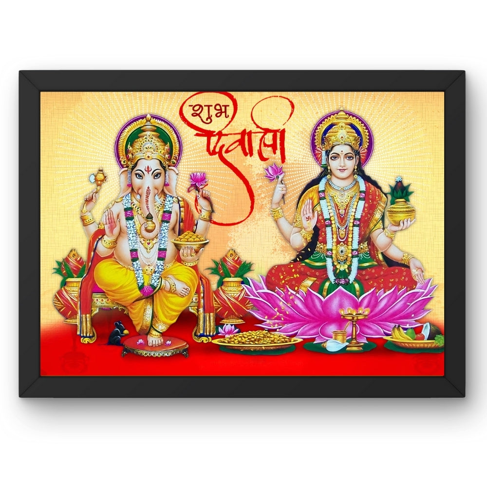 Ganesha Lakshmi Wall Art – Lord Ganesha & Goddess Lakshmi Hindu God Photo Frame