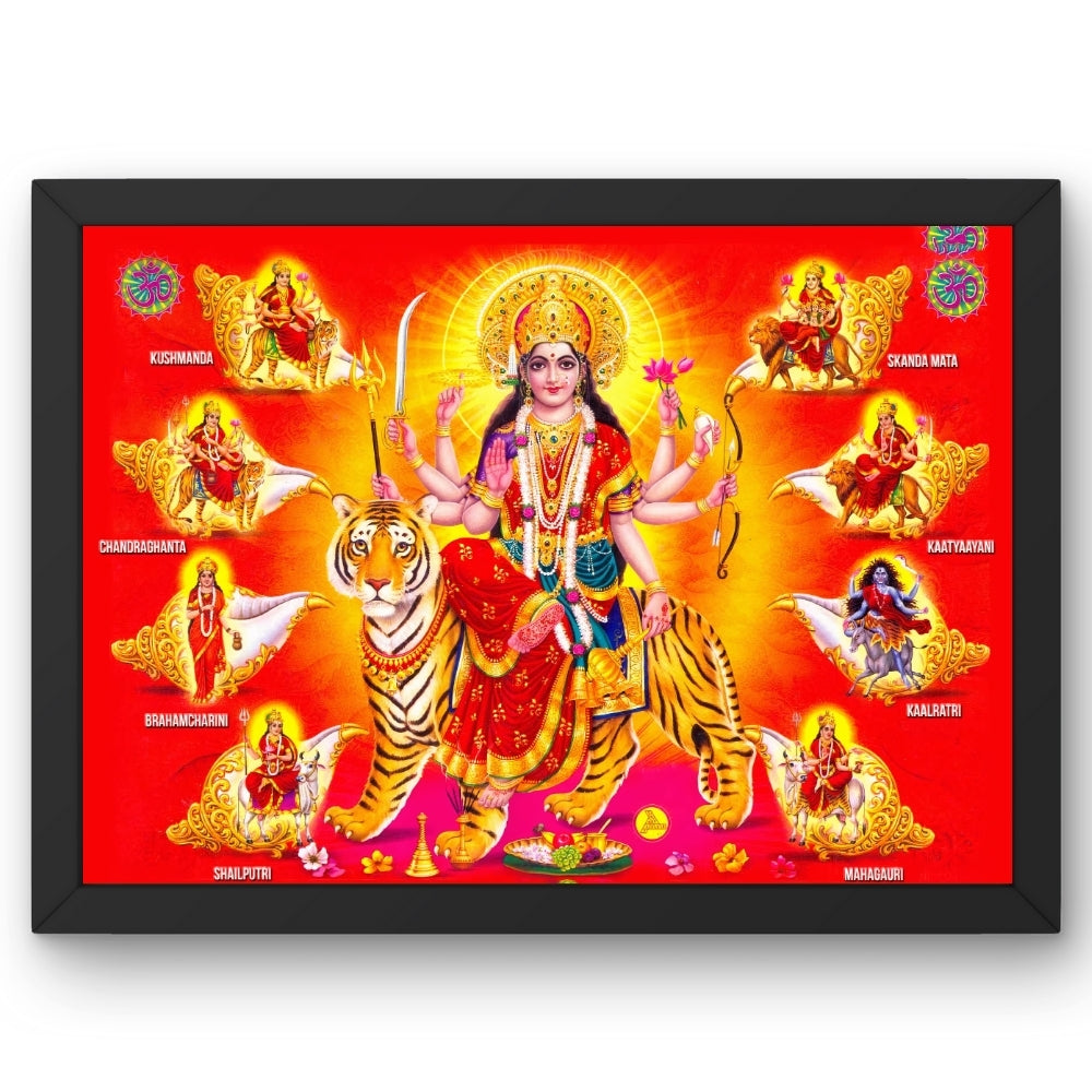 Navadurga Wall Art – Goddess Durga with Nine Forms Hindu Goddess Photo Frame