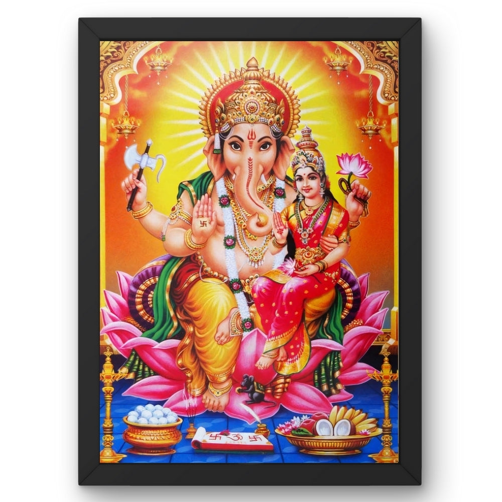 Lord Ganesha & Goddess Lakshmi Wall Art – Ganesh Lakshmi Hindu God Photo Frame