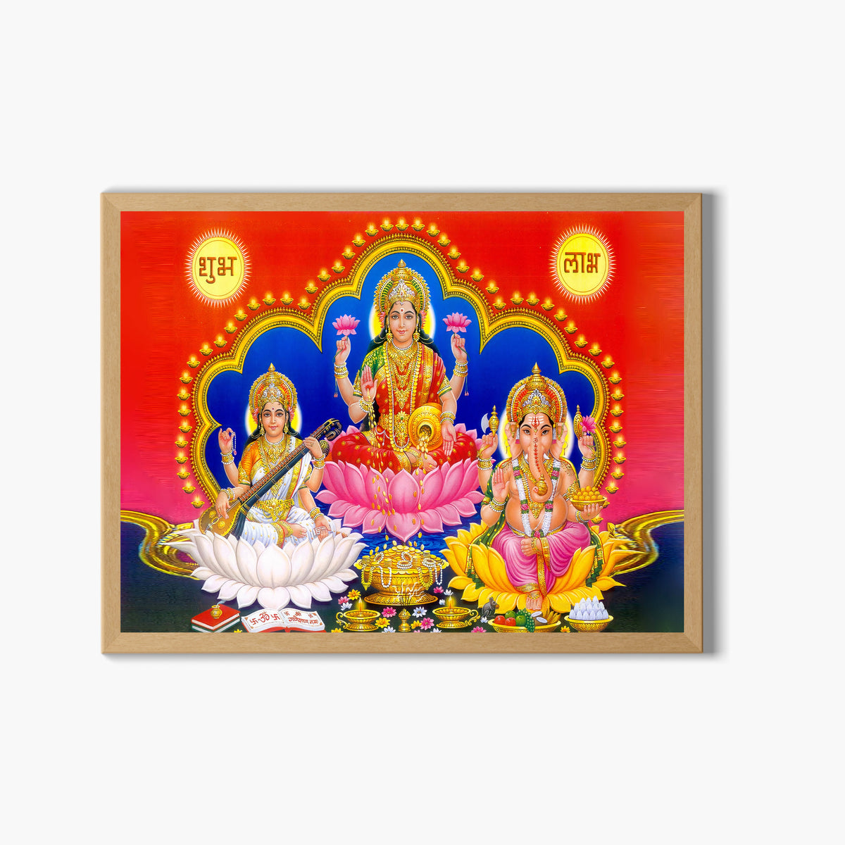 Lakshmi Saraswati Ganesha Wall Art – Goddess Lakshmi, Saraswati & Lord Ganesha Hindu God Photo Frame