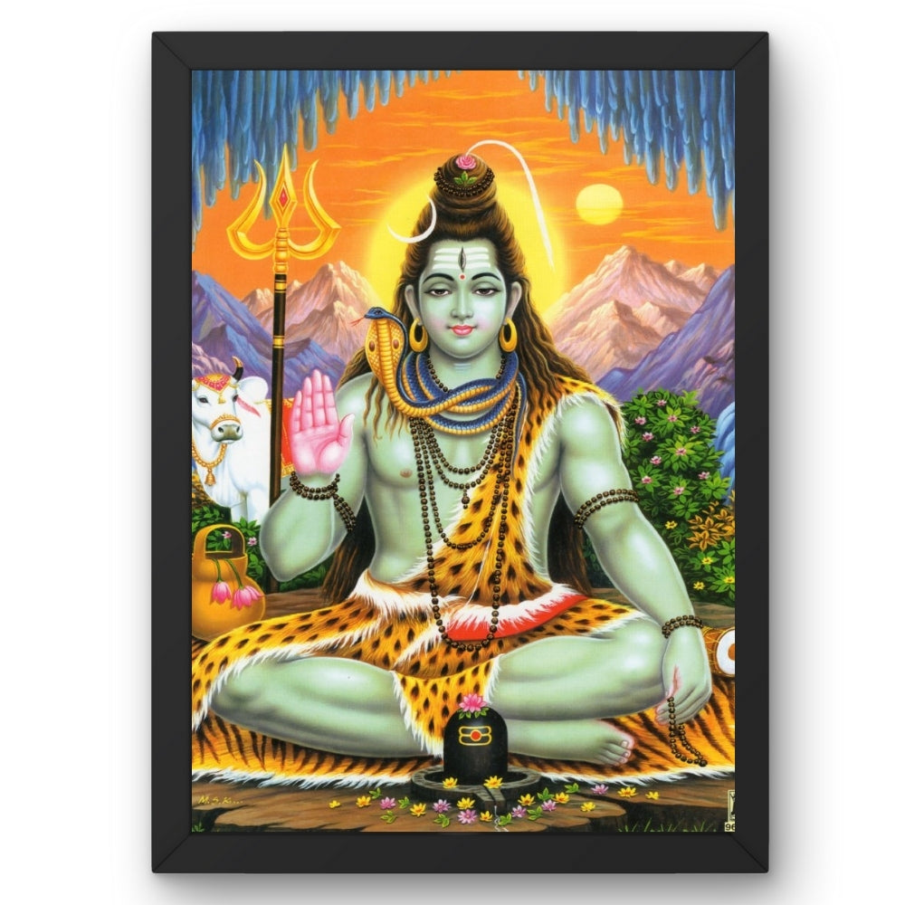 Lord shiva with cow art- God shiva photo frame