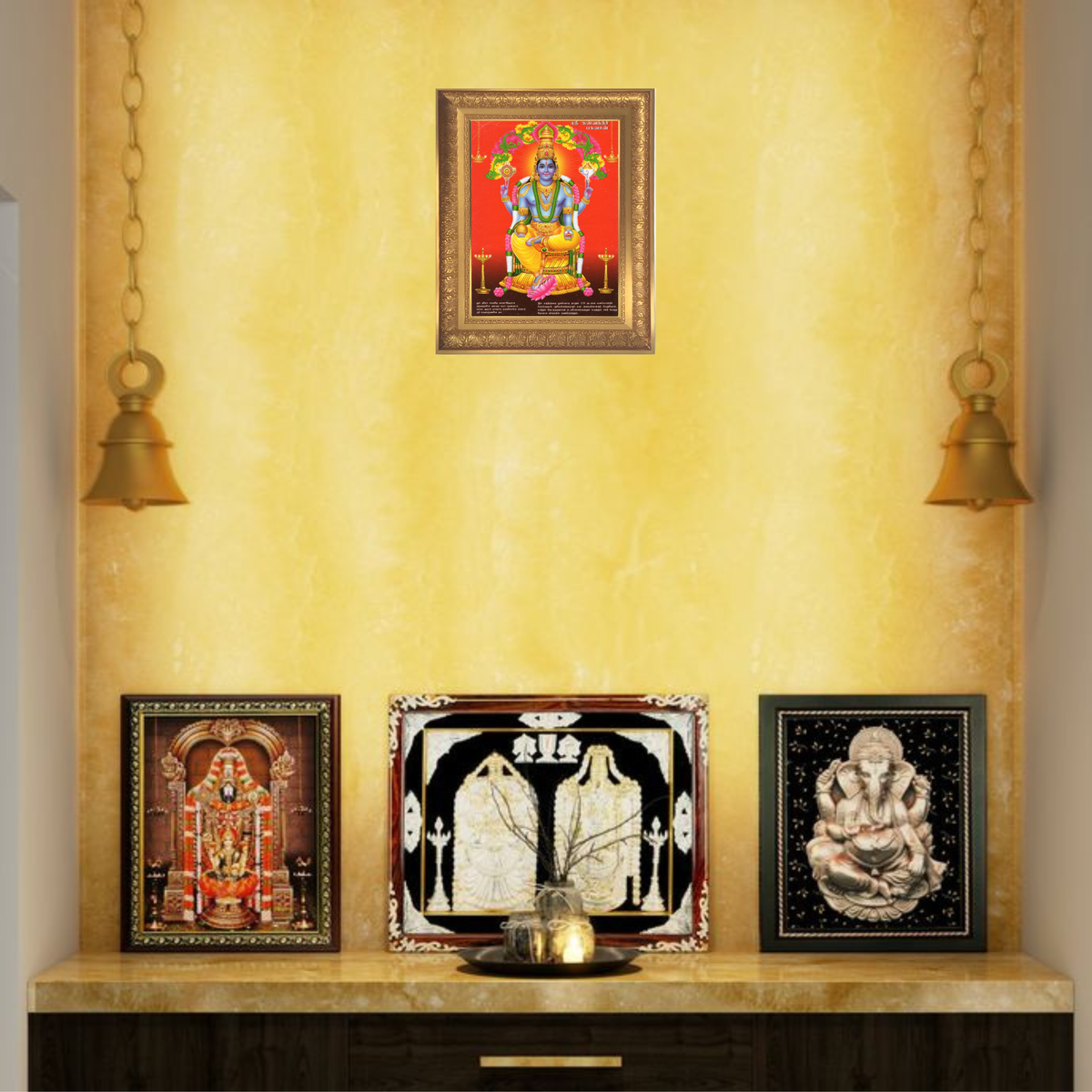 Premium Lord Dhanvantari Wall Art – Sri Dhanvantari Bhagavan Hindu God Devotional Photo Frame