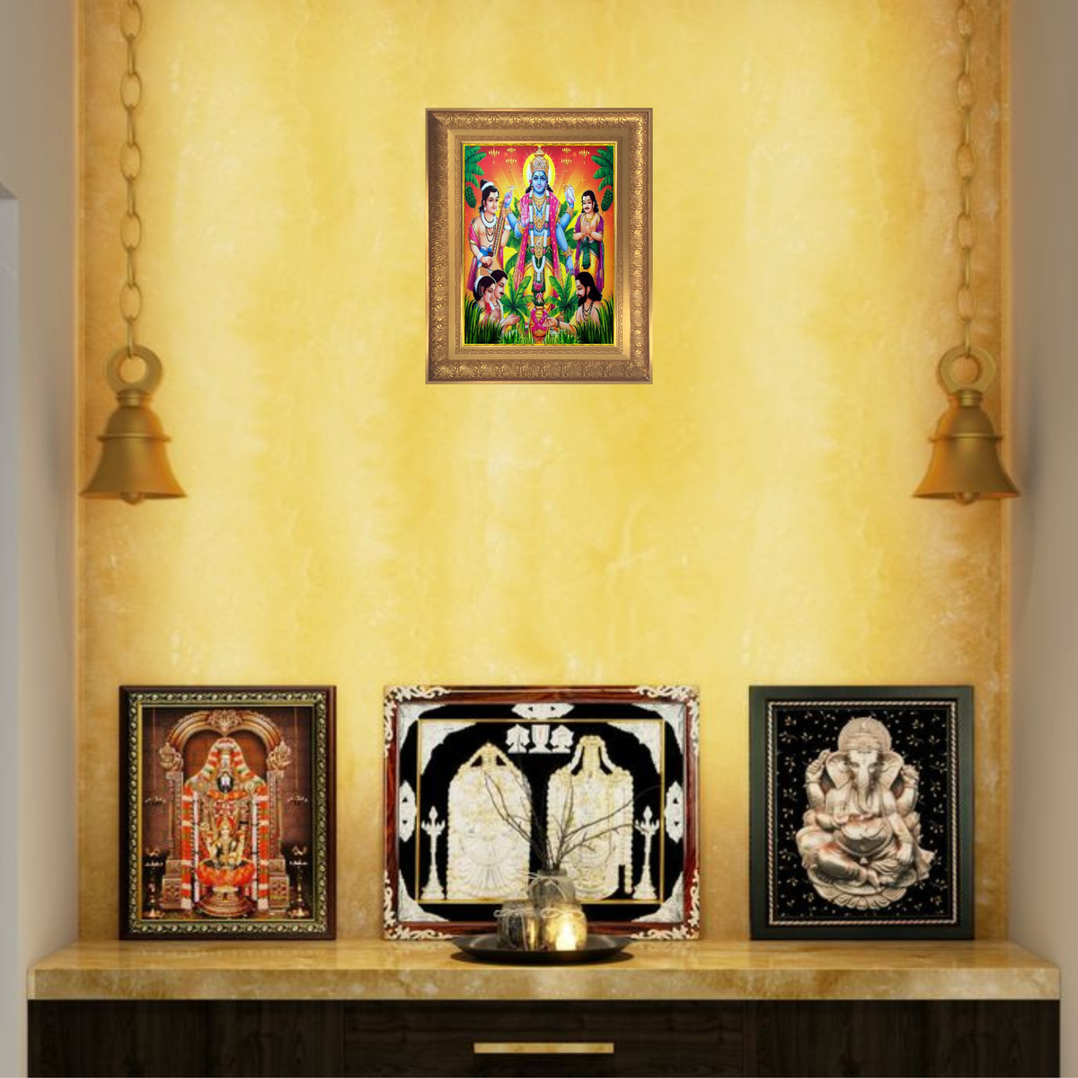 Premium Satya Narayana Swamy Wall Art – Sri Satya Narayana Swamy Hindu God Devotional Photo Frame