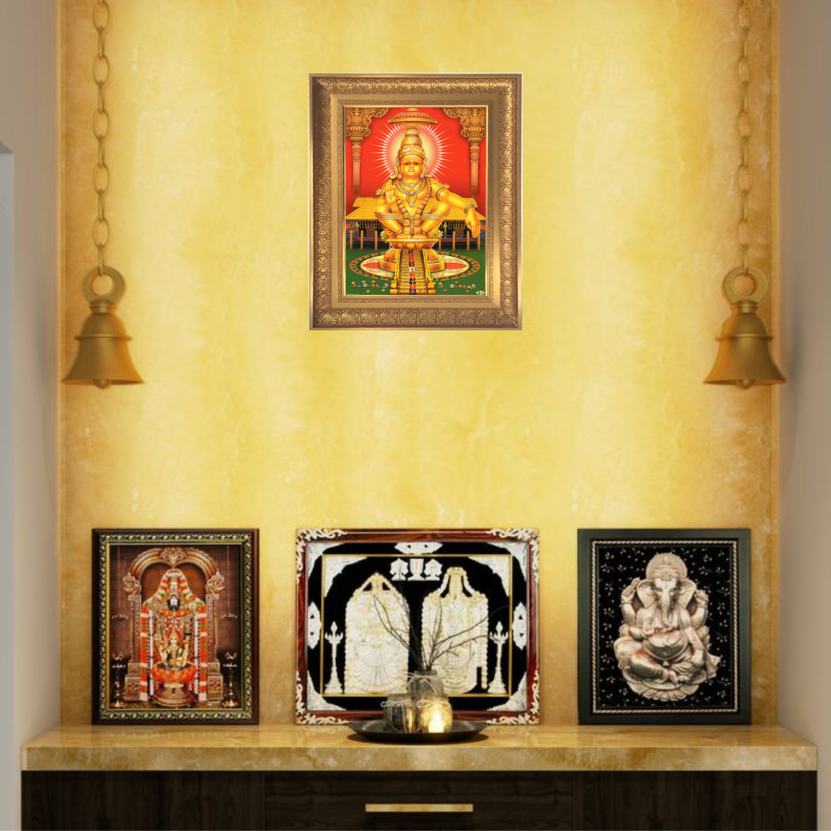 Premium Lord Ayyappa Wall Art – Sabarimala Ayyappa Swamy Hindu God Devotional Photo Frame