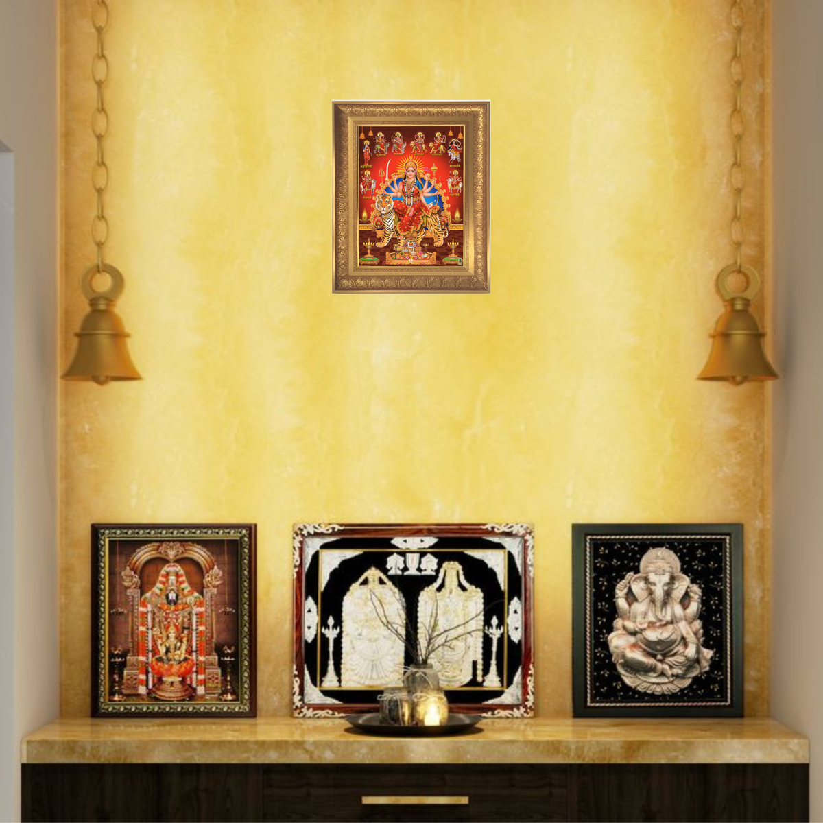 Premium Navadurga Wall Art – Maa Durga with Nine Forms of Goddess Durga Hindu Religious Photo Frame