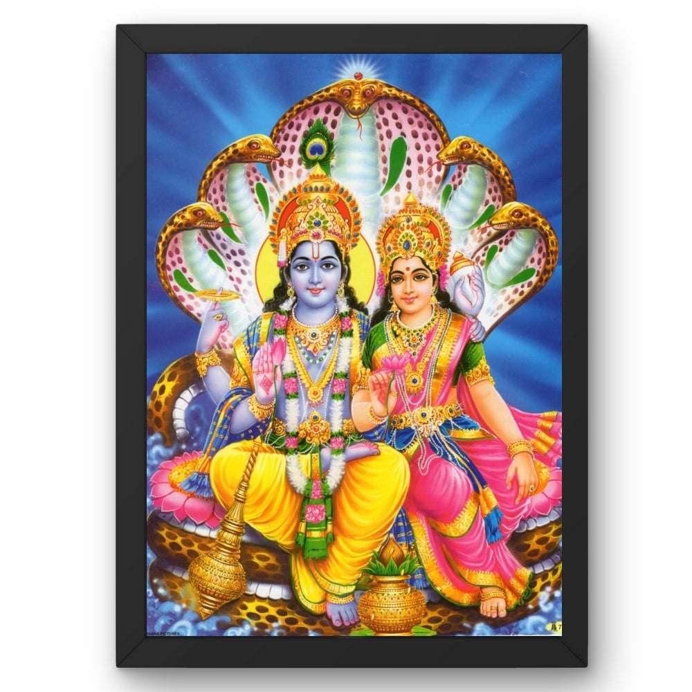 Lord Vishnu with Goddess Laxmi Wall Art – Sri Vishnu Laxmi Hindu God Photo Frame