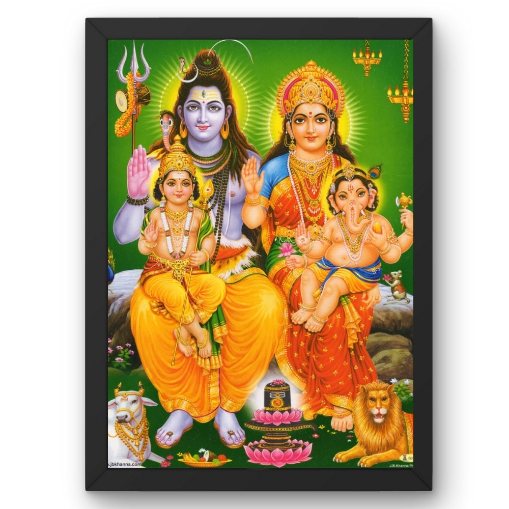 Lord Shiva Family wall art- Shiva with parwathi ,ganapthi and karthikeya photo frame