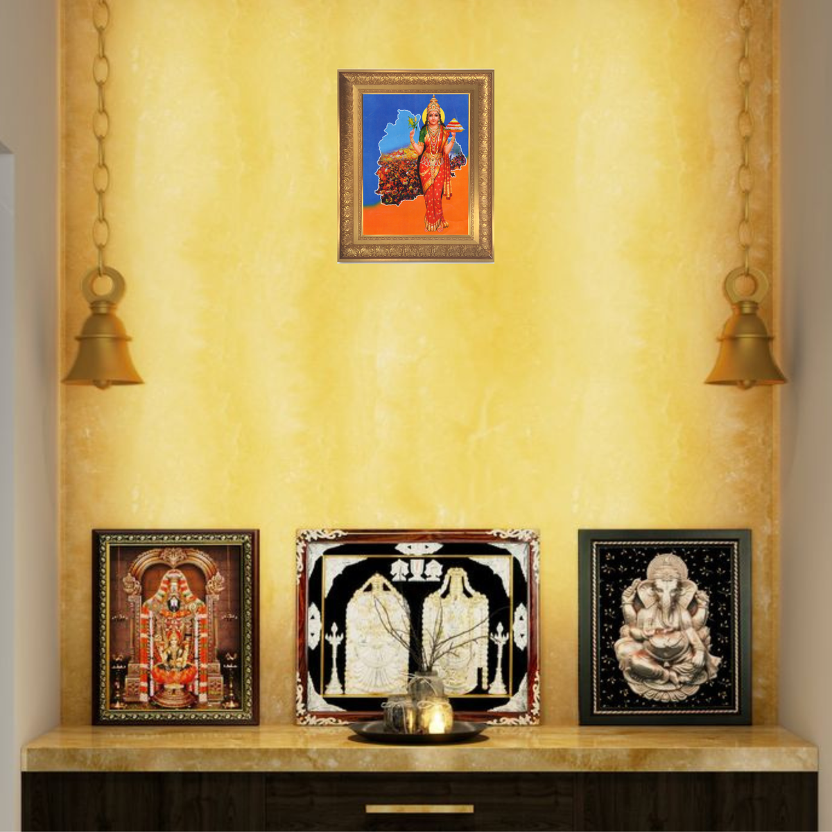 Premium Telangana Talli Wall Art – Telangana Thalli Traditional Goddess Photo Frame