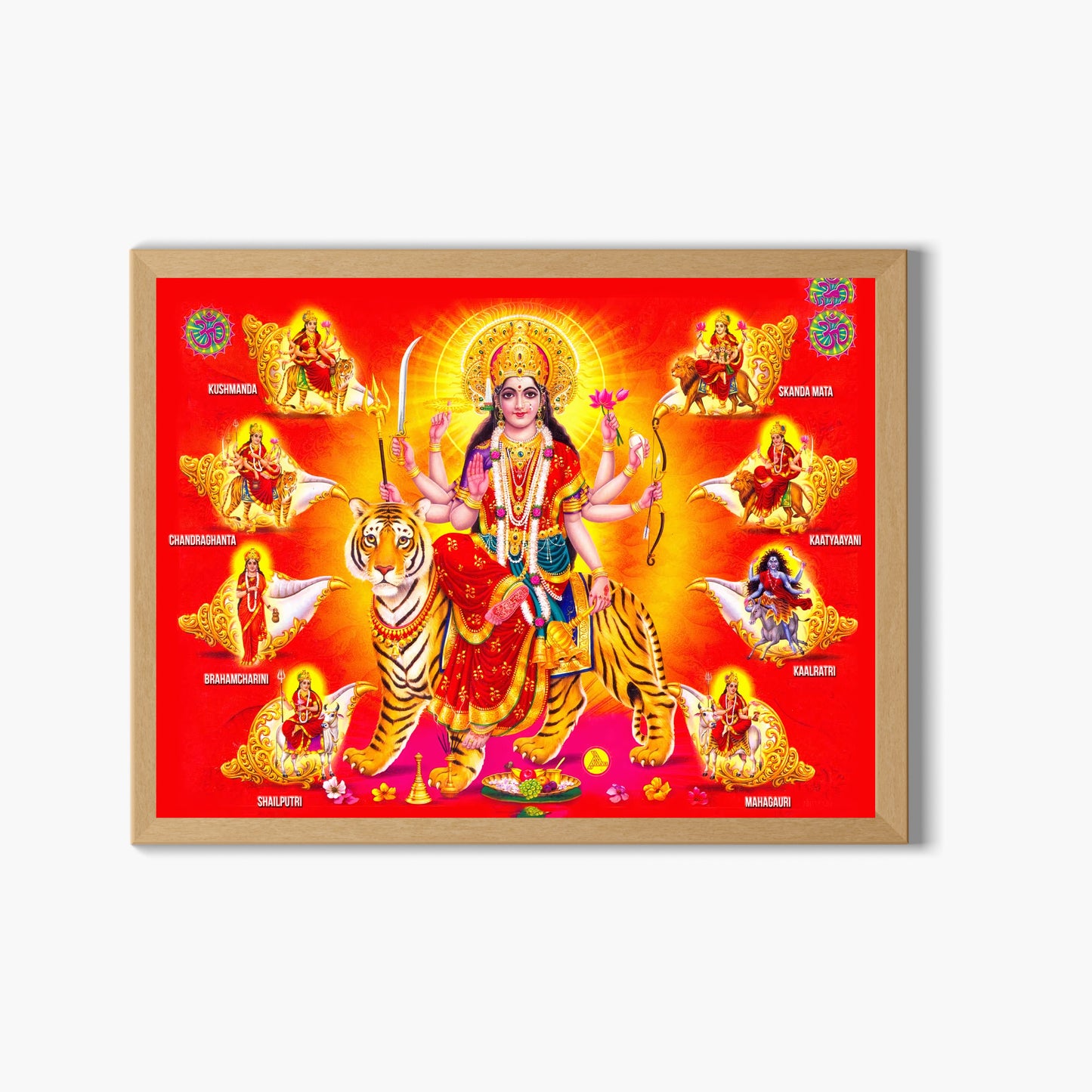 Navadurga Wall Art – Goddess Durga with Nine Forms Hindu Goddess Photo Frame