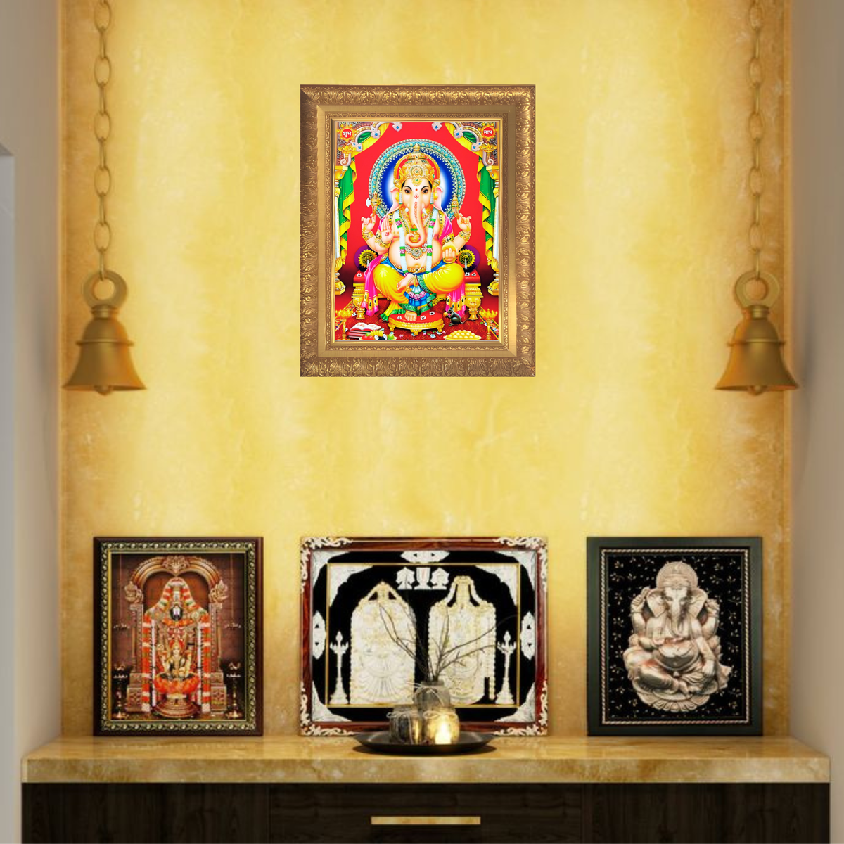 Premium Lord Ganesha Wall Art – Ganapati Bappa Hindu God Photo Frame