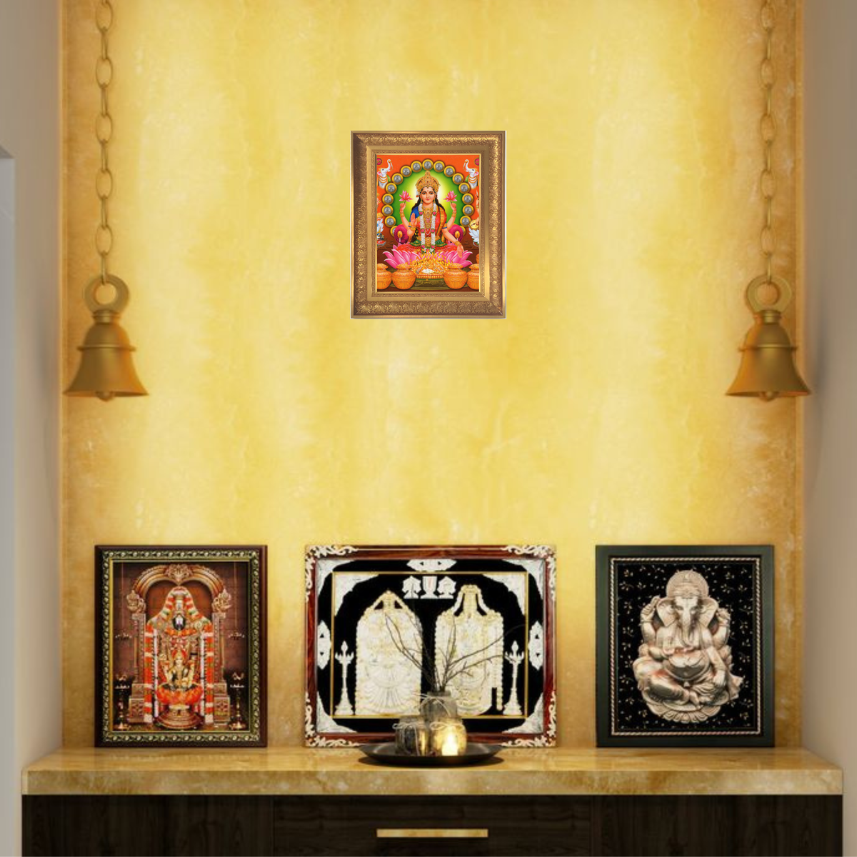 Premium Goddess Lakshmi Wall Art – Lakshmi Devi Hindu Goddess of Wealth & Prosperity Photo Frame
