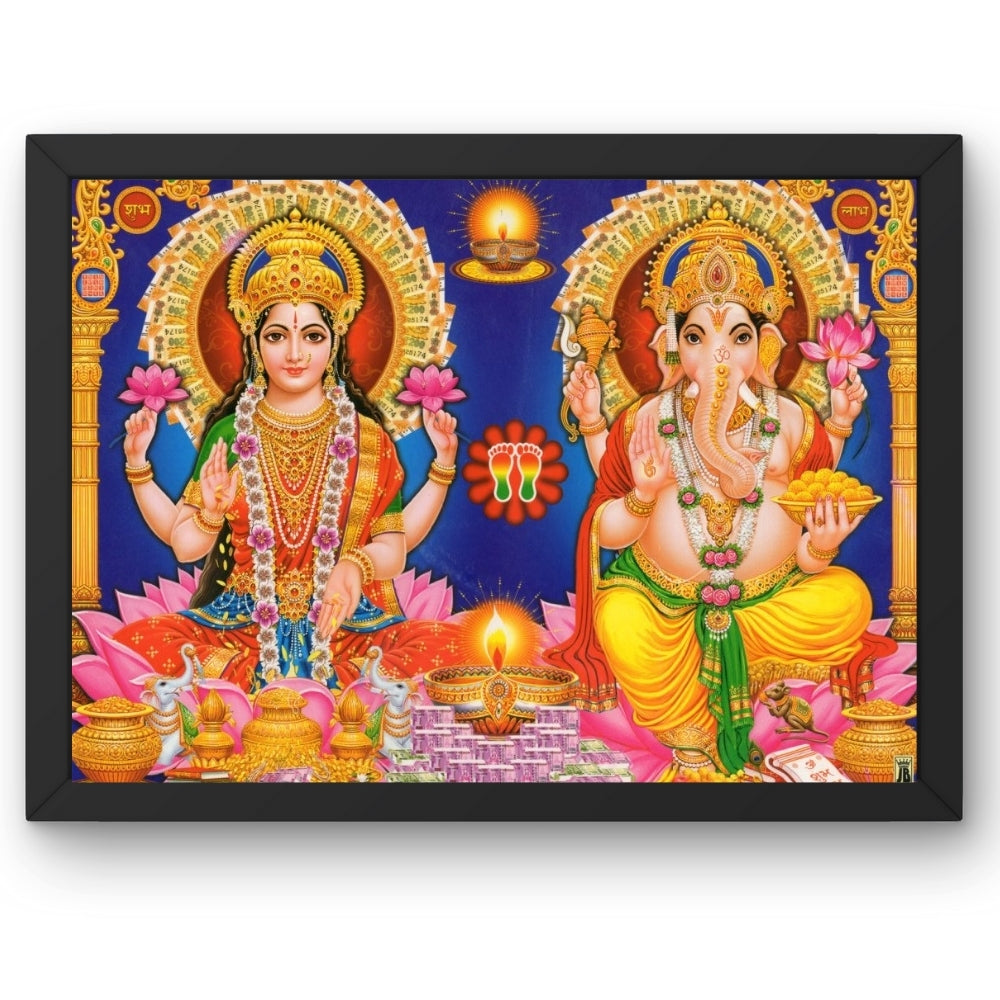 Goddess Laxmi ganpathi wall art- Lord Ganpathi with Maa Laxmi photo frame