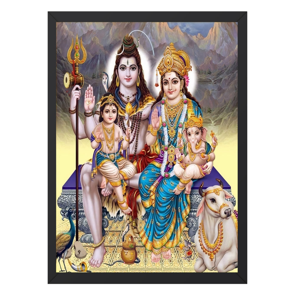 Lord Shiva with Family Wall Art- Shiva With Family Photo Frame