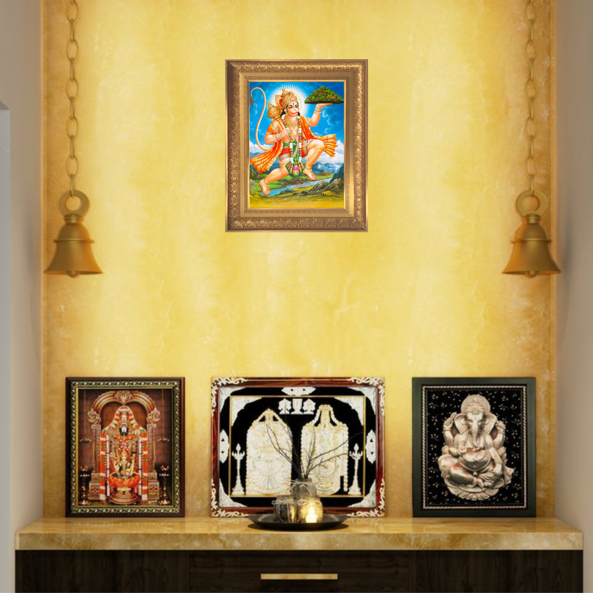 Premium Lord Hanuman Wall Art – Hindu God Photo Frame for Home & Puja Room