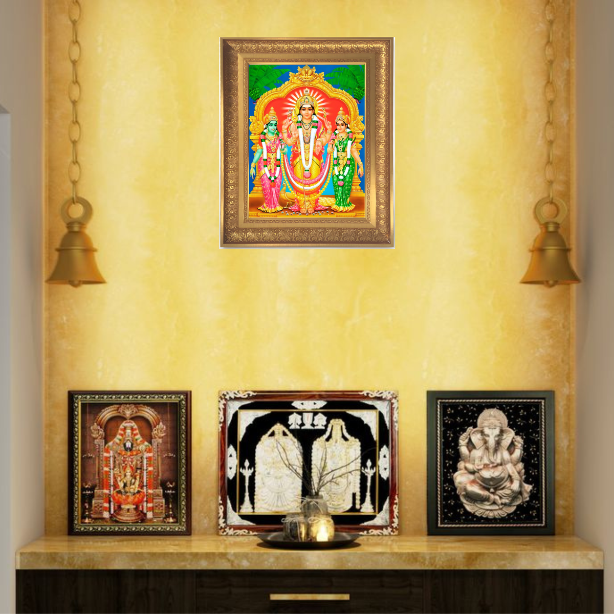 Premium Lord Murugan Wall Art – Subramanya Swamy Photo Frame | Hindu God Spiritual Home Décor