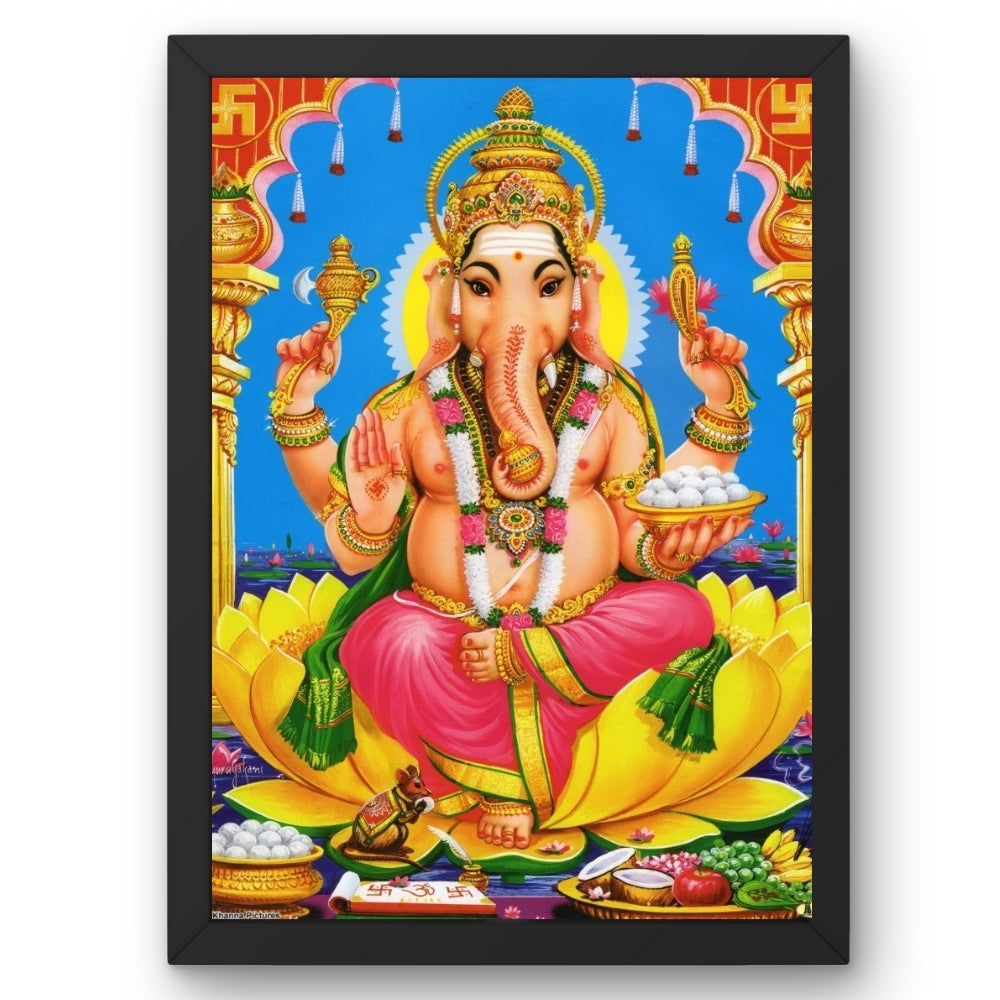 Lord Ganesha Wall Art – Hindu God Photo Frame for Home & Puja Room