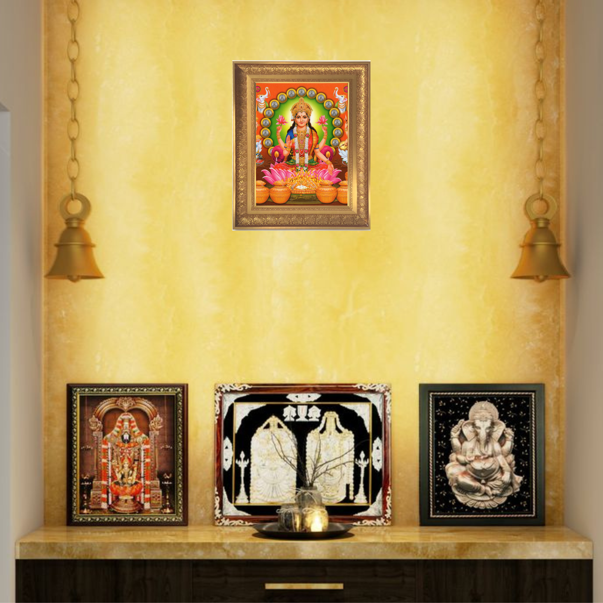 Premium Goddess Lakshmi Wall Art – Lakshmi Devi Hindu Goddess of Wealth & Prosperity Photo Frame