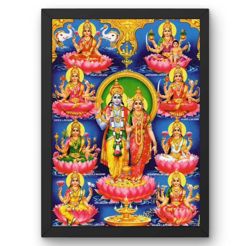 Lord Vishnu with Ashta Laxmi wall art- Goddess Ashtalaxmi with Vishnu photo frame