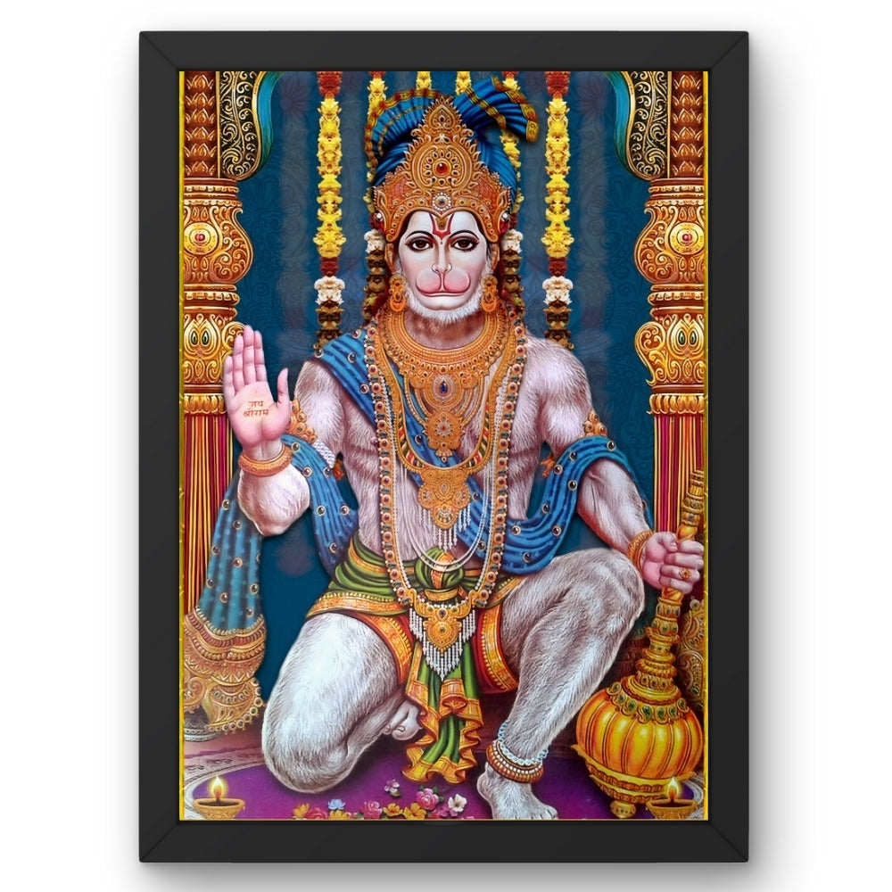 Lord Hanuman Wall Art – Blessing Bajrangbali Hindu God Photo Frame