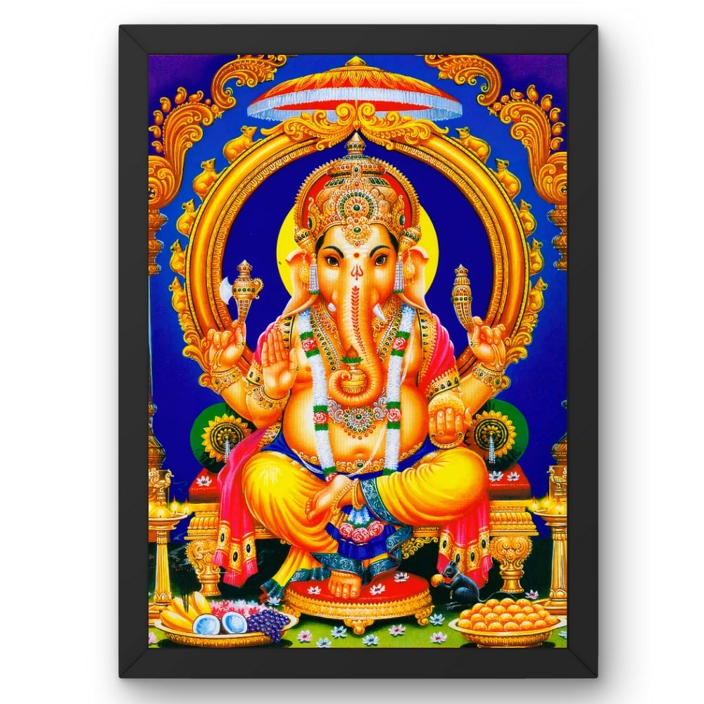 Lord Ganesha Wall Art – Hindu God Ganesha Traditional Devotional Photo Frame