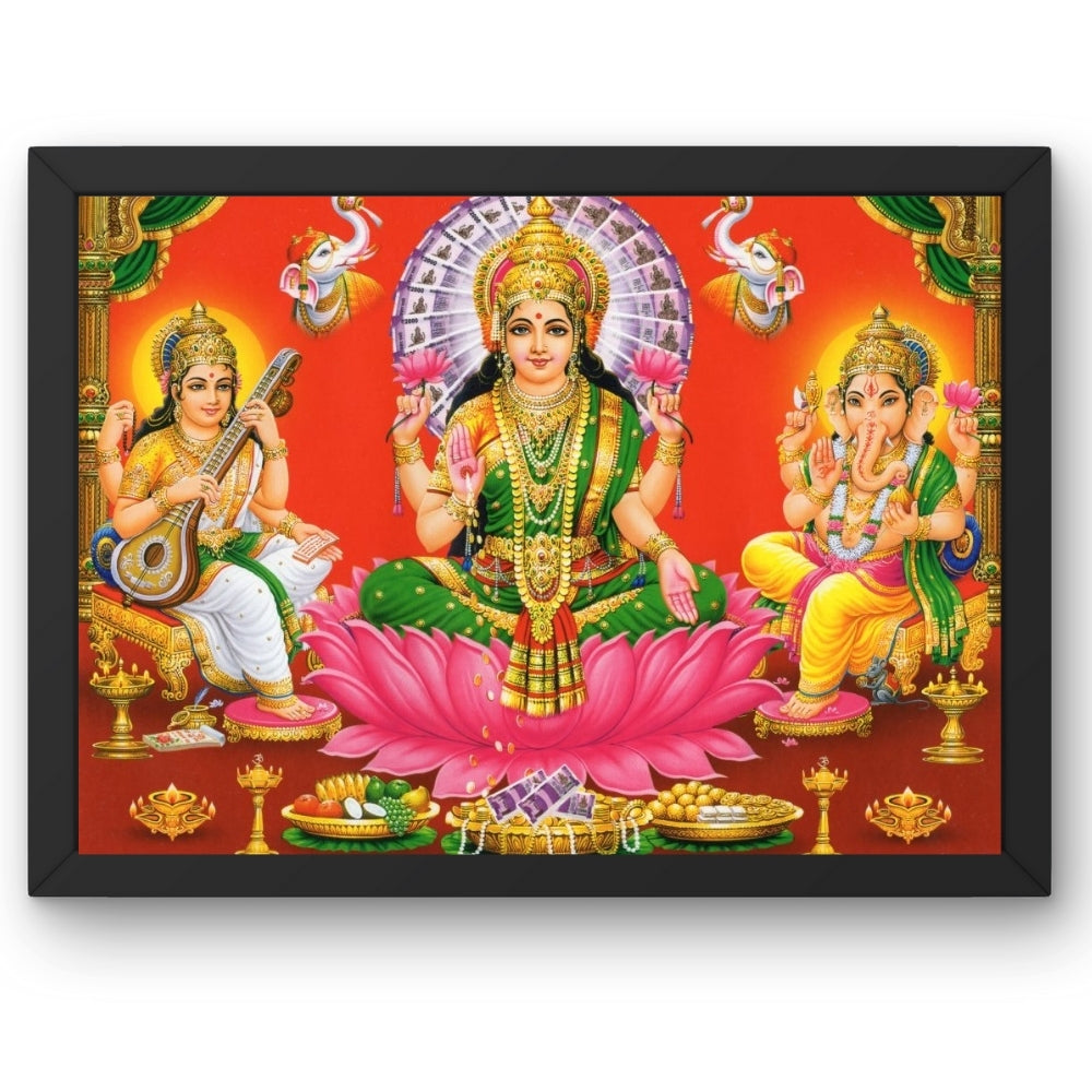 Lord Ganpathi laxmi saraswathi wall art- Laxmi ganapthi photo frame