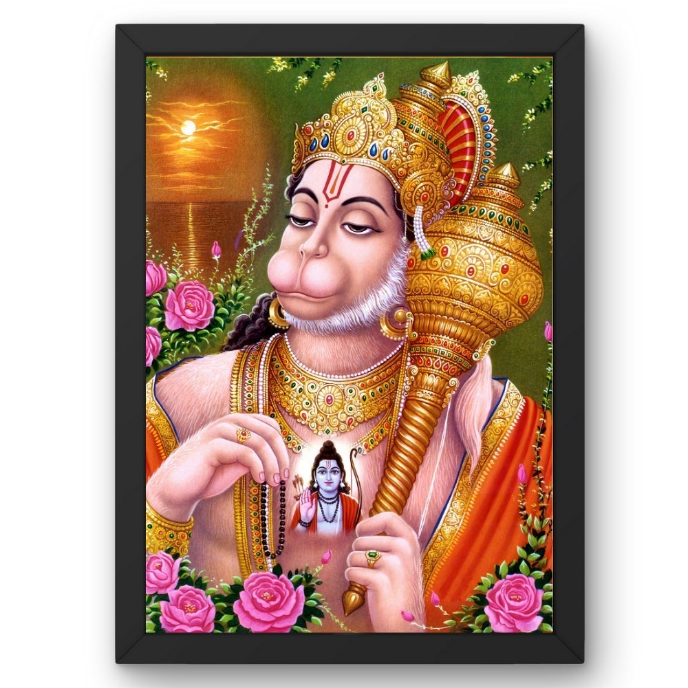 Lord Hanuman Wall Art – Devotional Hindu God Hanuman Photo Frame