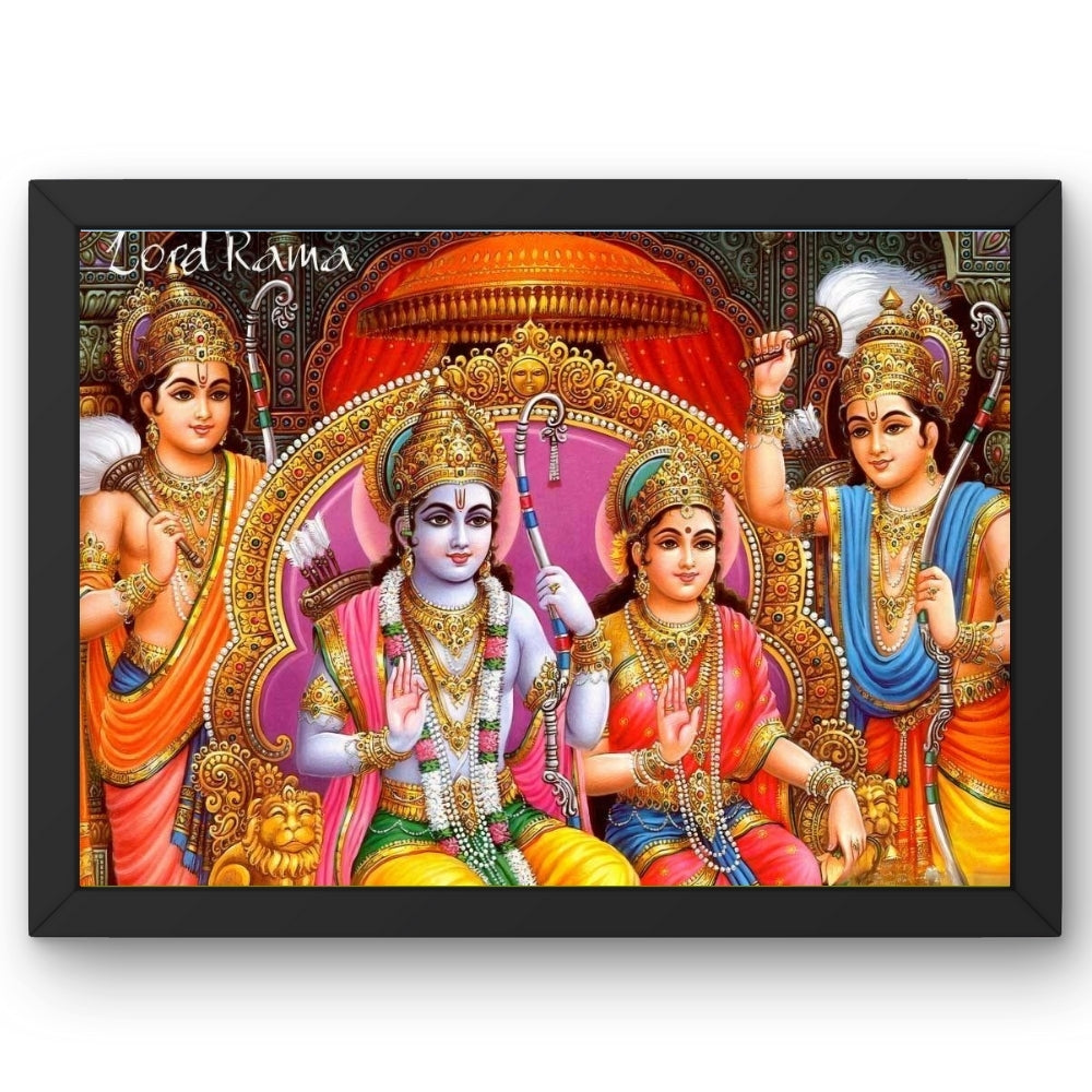 Lord Rama & Sita Wall Art – Shri Ram Darbar with Lakshman Hindu God Photo Frame