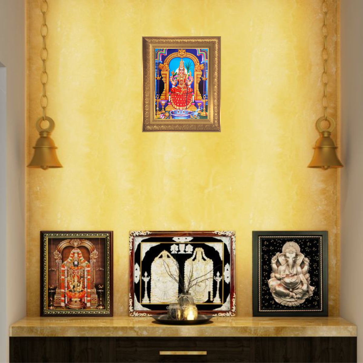 Premium Goddess Meenakshi Wall Art – Sri Meenakshi Amman Hindu Goddess Photo Frame